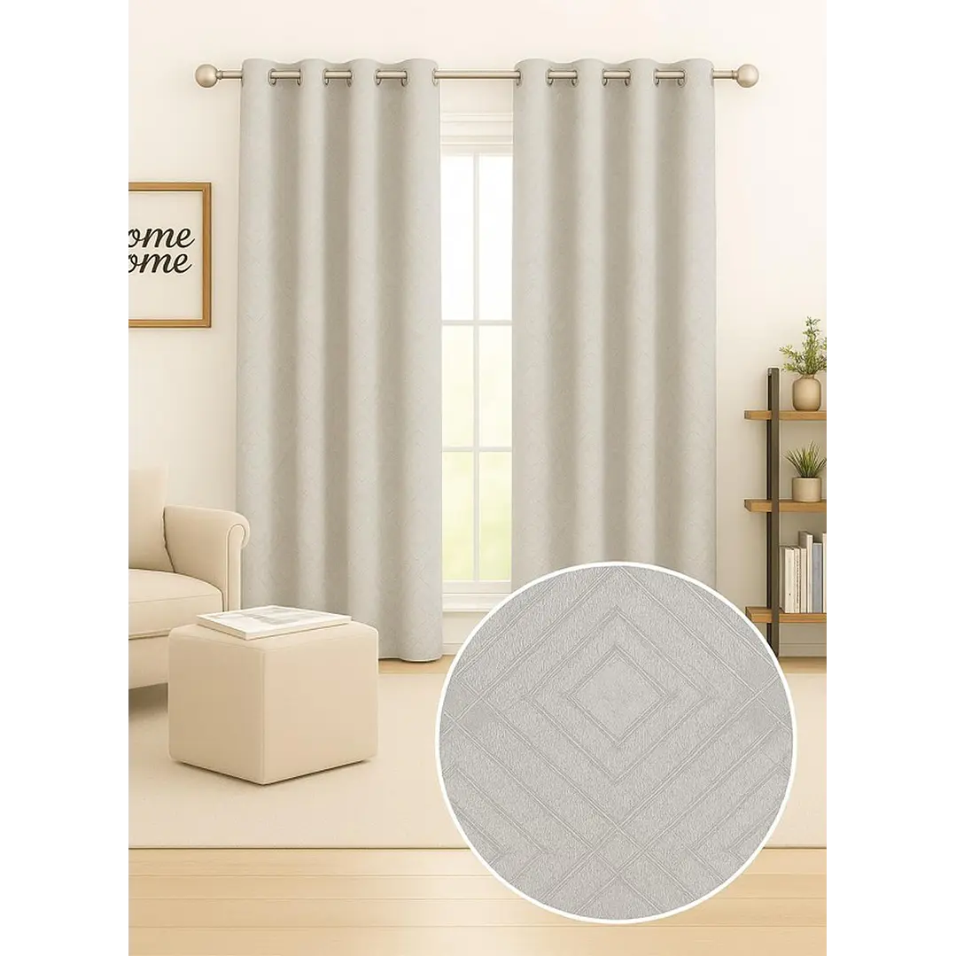 Cortina Blackout Tela Diseño 135x225 – 2 Paños Geometrica Gris 4