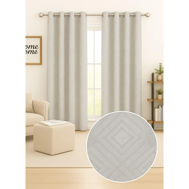 Cortina Blackout Tela Diseño 135x225 – 2 Paños Geometrica Gris 4
