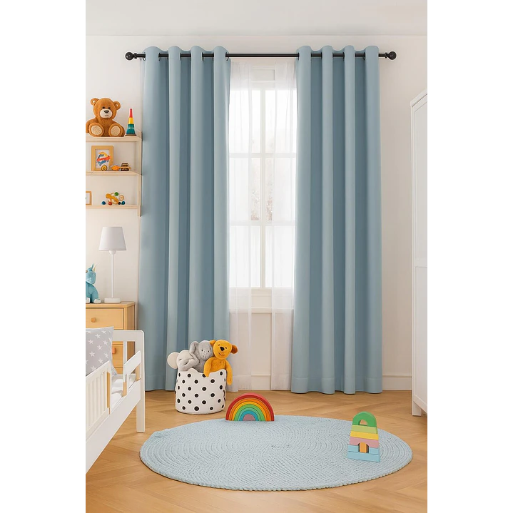 Cortinas Blackout Tela Delgada 140x225 – Pack 2 paños Azul Claro 3
