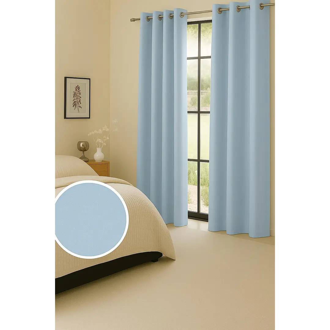 Cortinas Blackout Tela Delgada 140x225 – Pack 2 paños Azul Claro 4