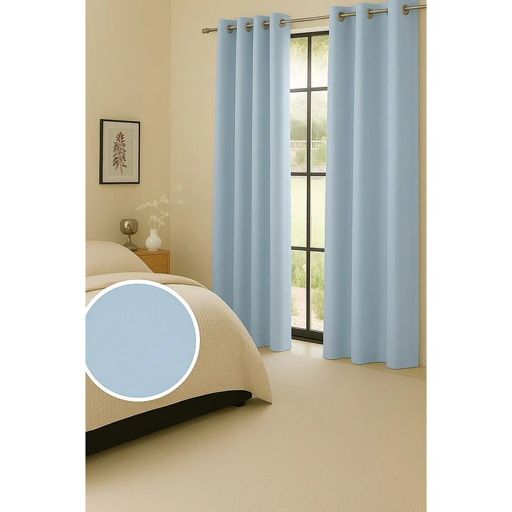 Cortinas Blackout Tela Delgada 140x225 – Pack 2 paños Azul Claro 4