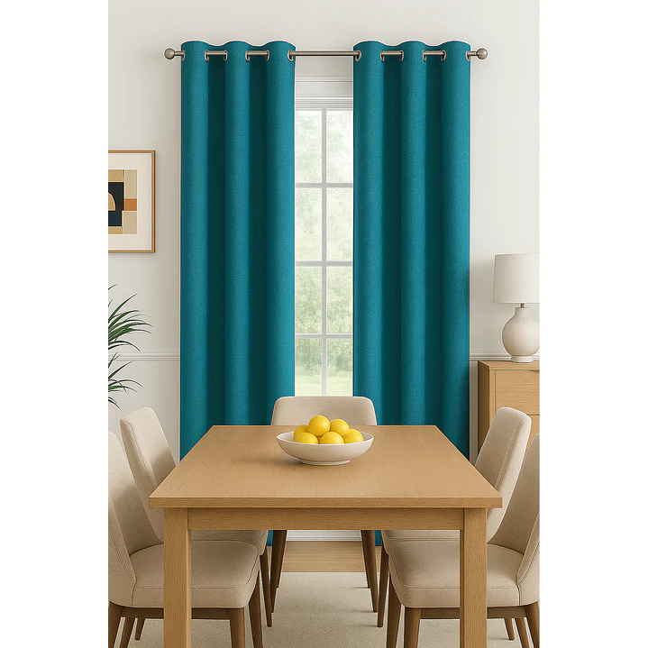 Cortina Blackout Tela Tipo Lino Gruesa 140x225 – Pack  2 Paños Turquesa 7