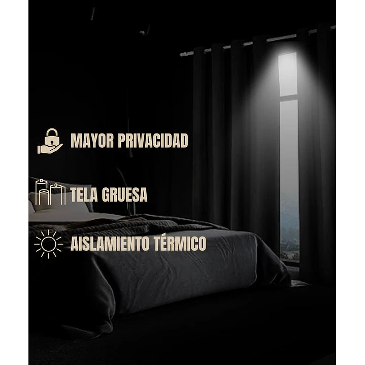 Cortina Blackout Tela Tipo Lino Gruesa 140x225 – Pack  2 Paños Negro 7