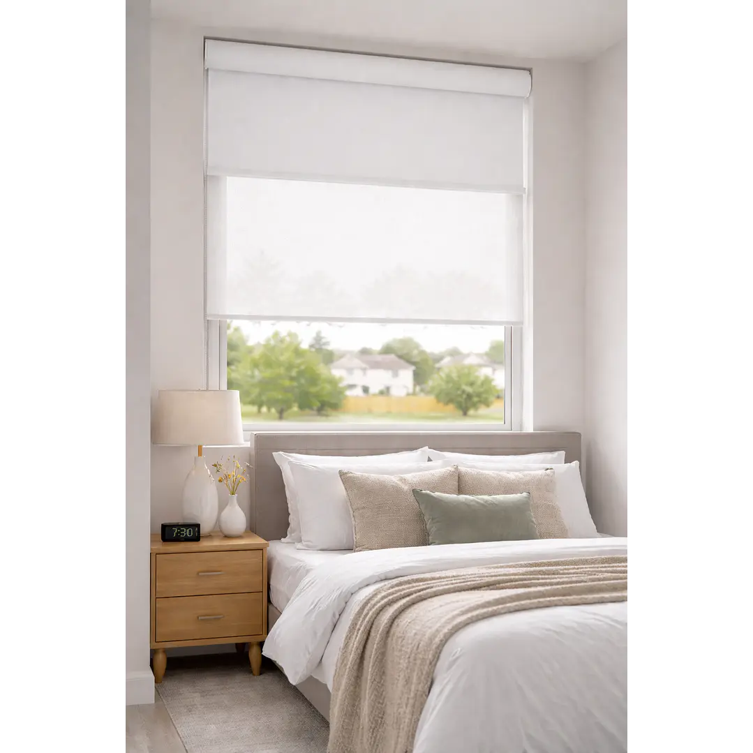 Cortina Roller Doble Blackout / Sunscreen Color Blanco 1