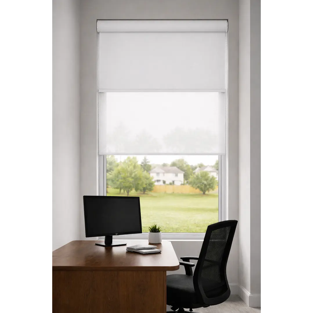 Cortina Roller Doble Blackout / Sunscreen Color Blanco 2