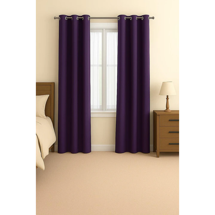 Pack 2 Cortina de Tela Delgada 100% Blackout Morado 1