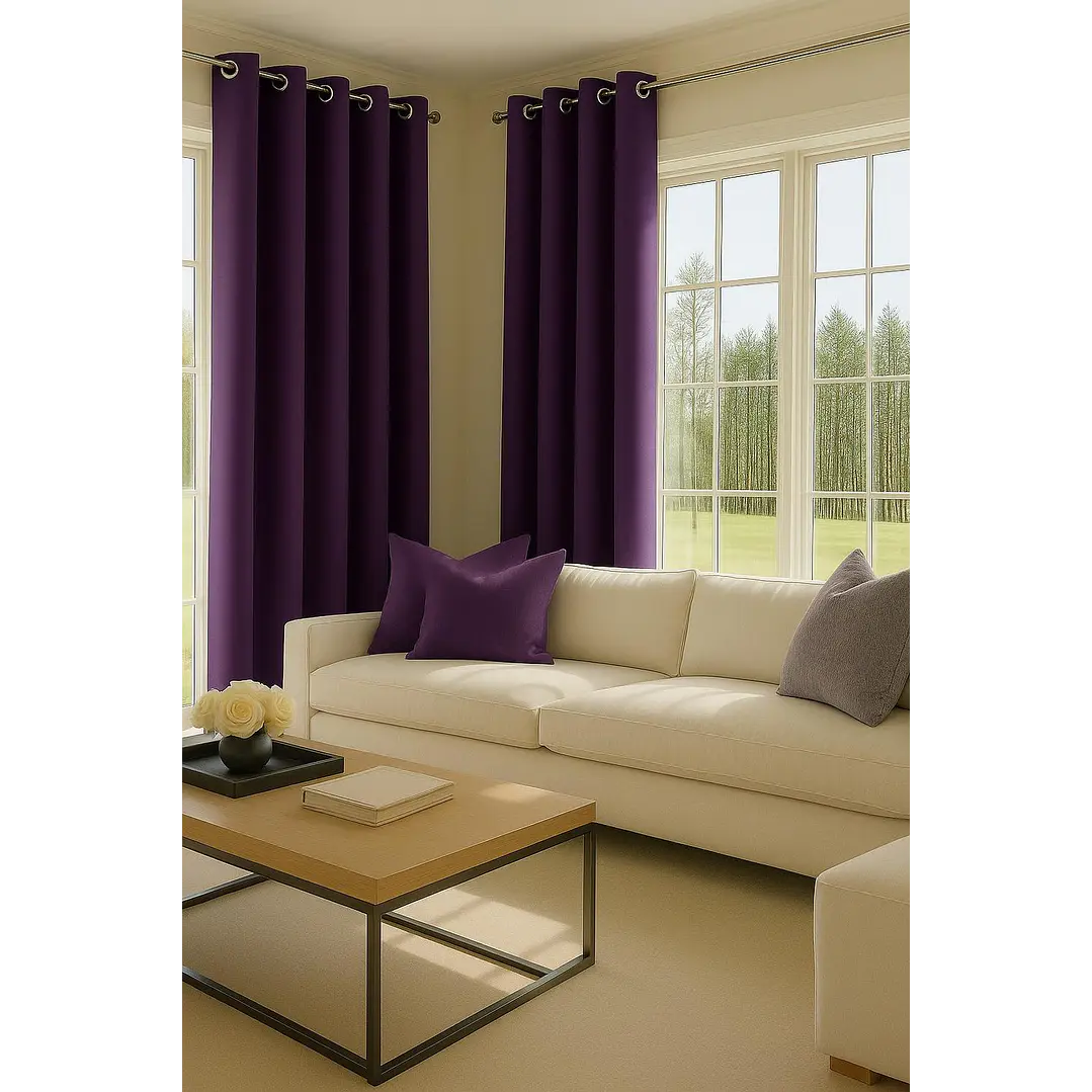 Pack 2 Cortina de Tela Delgada 100% Blackout Morado 3