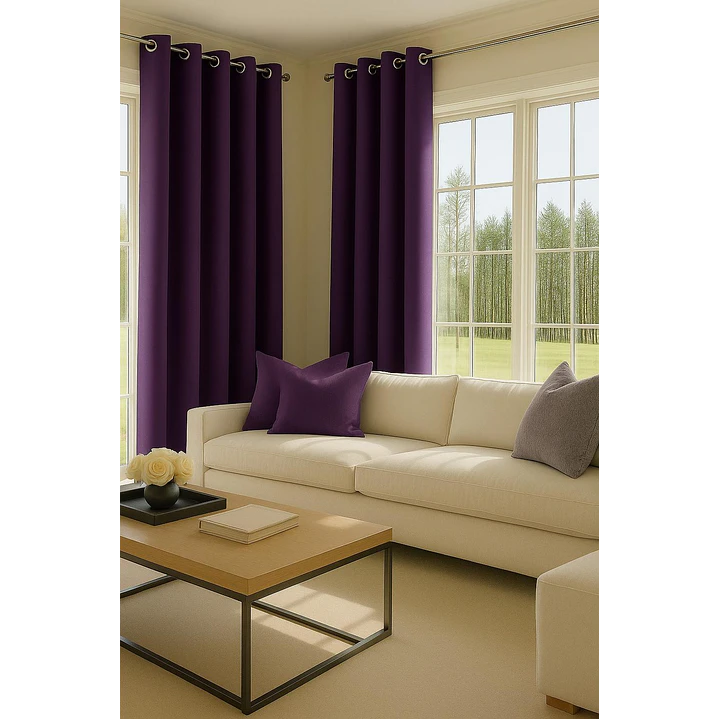 Pack 2 Cortina de Tela Delgada 100% Blackout Morado 3