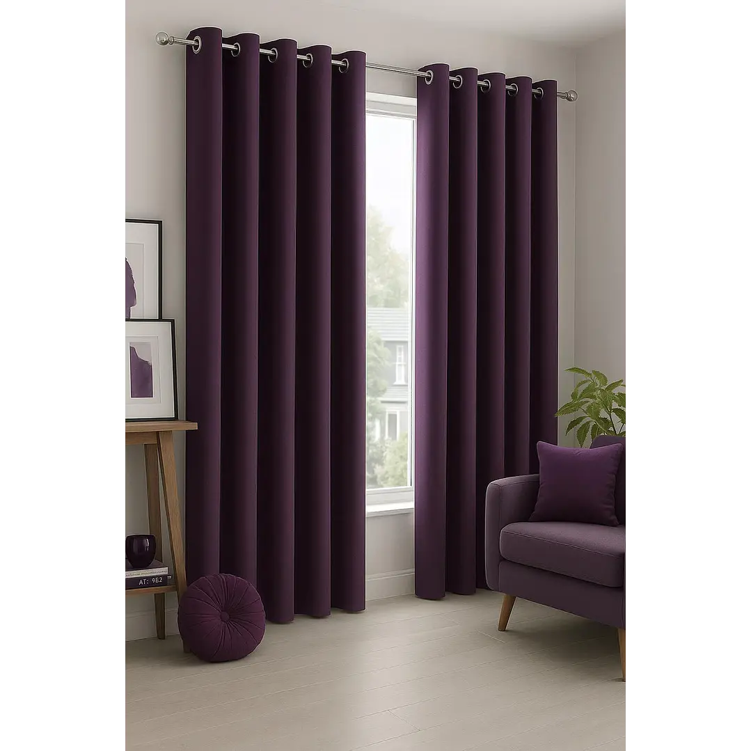 Pack 2 Cortina de Tela Delgada 100% Blackout Morado 5