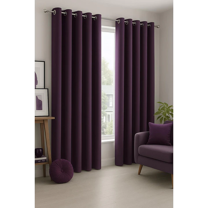 Pack 2 Cortina de Tela Delgada 100% Blackout Morado 5