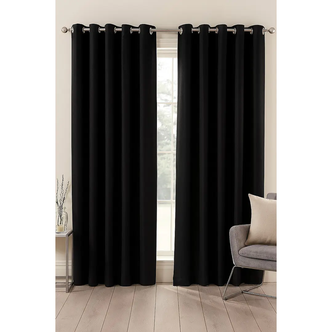 Pack 2 Cortina de Tela Delgada 100% Blackout Negro 1
