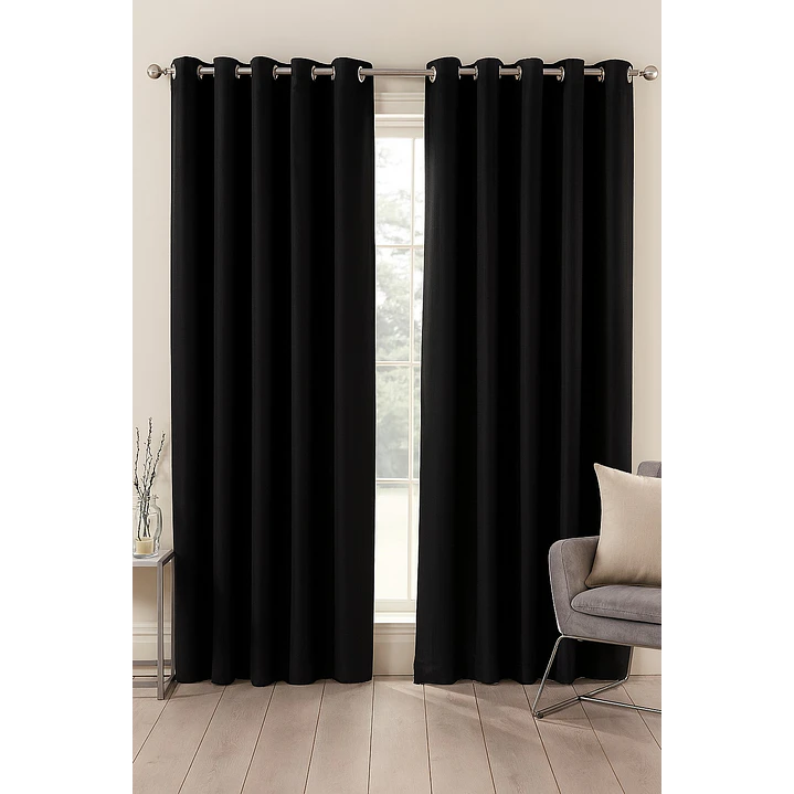 Pack 2 Cortina de Tela Delgada 100% Blackout Negro 1