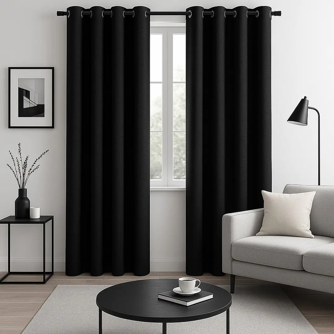 Pack 2 Cortina de Tela Delgada 100% Blackout Negro 3