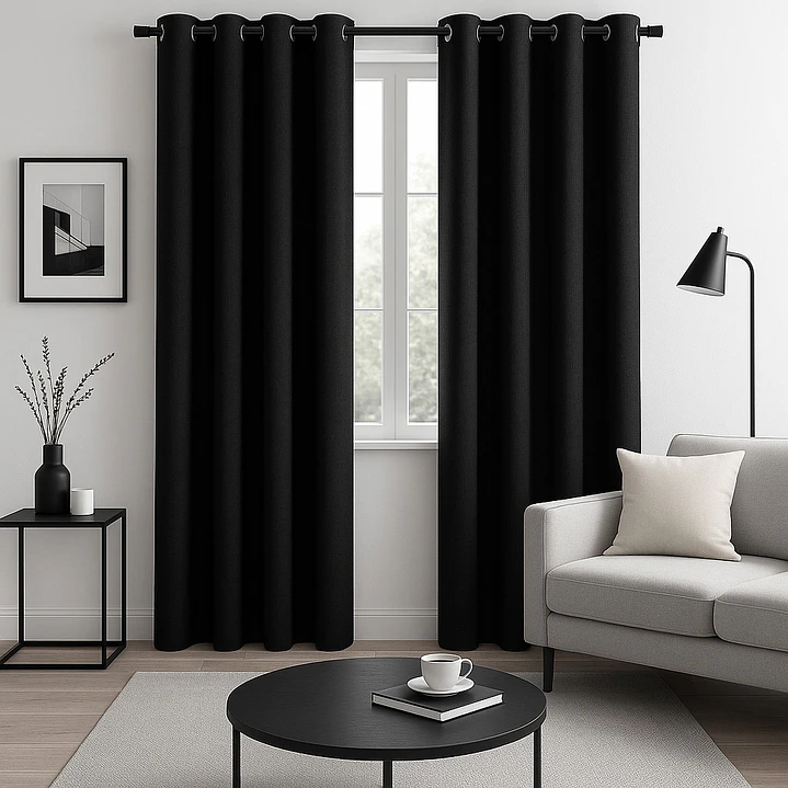 Pack 2 Cortina de Tela Delgada 100% Blackout Negro 3