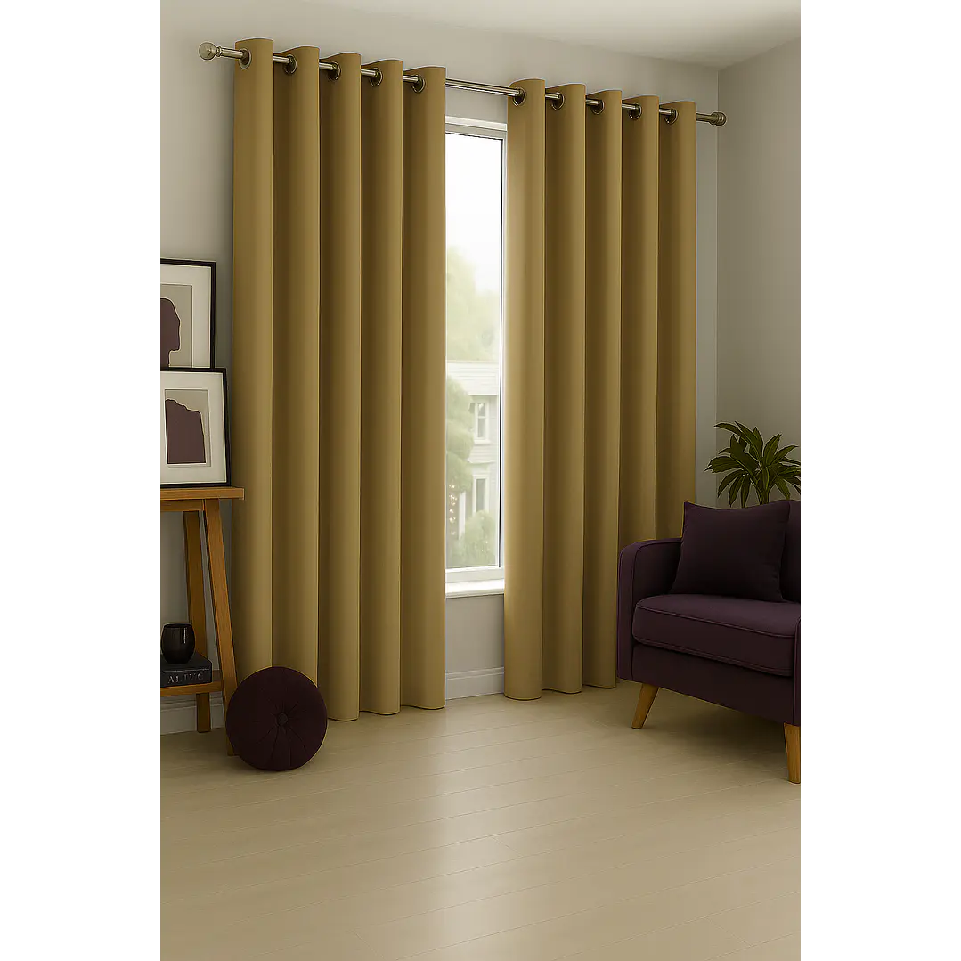 Pack 2 Cortina de Tela Delgada 100% Blackout Dorado 5
