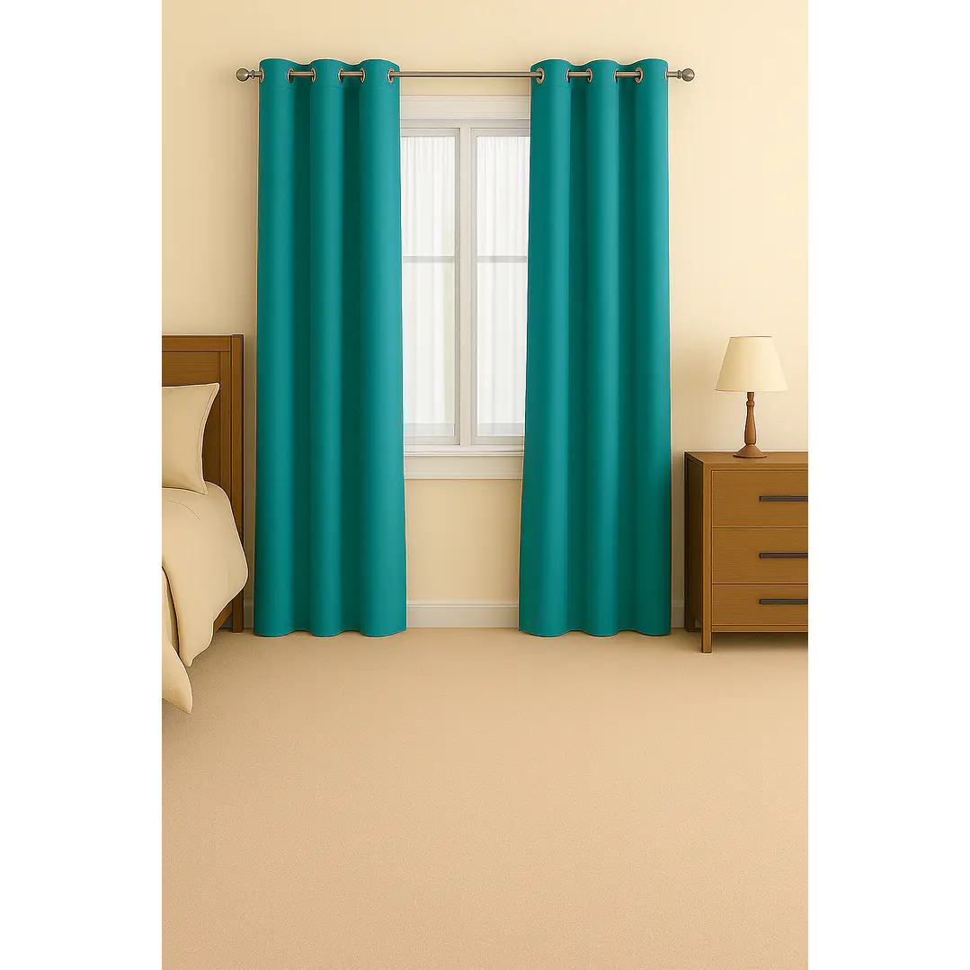 Pack 2 Cortina de Tela Delgada 100% Blackout Turquesa 1