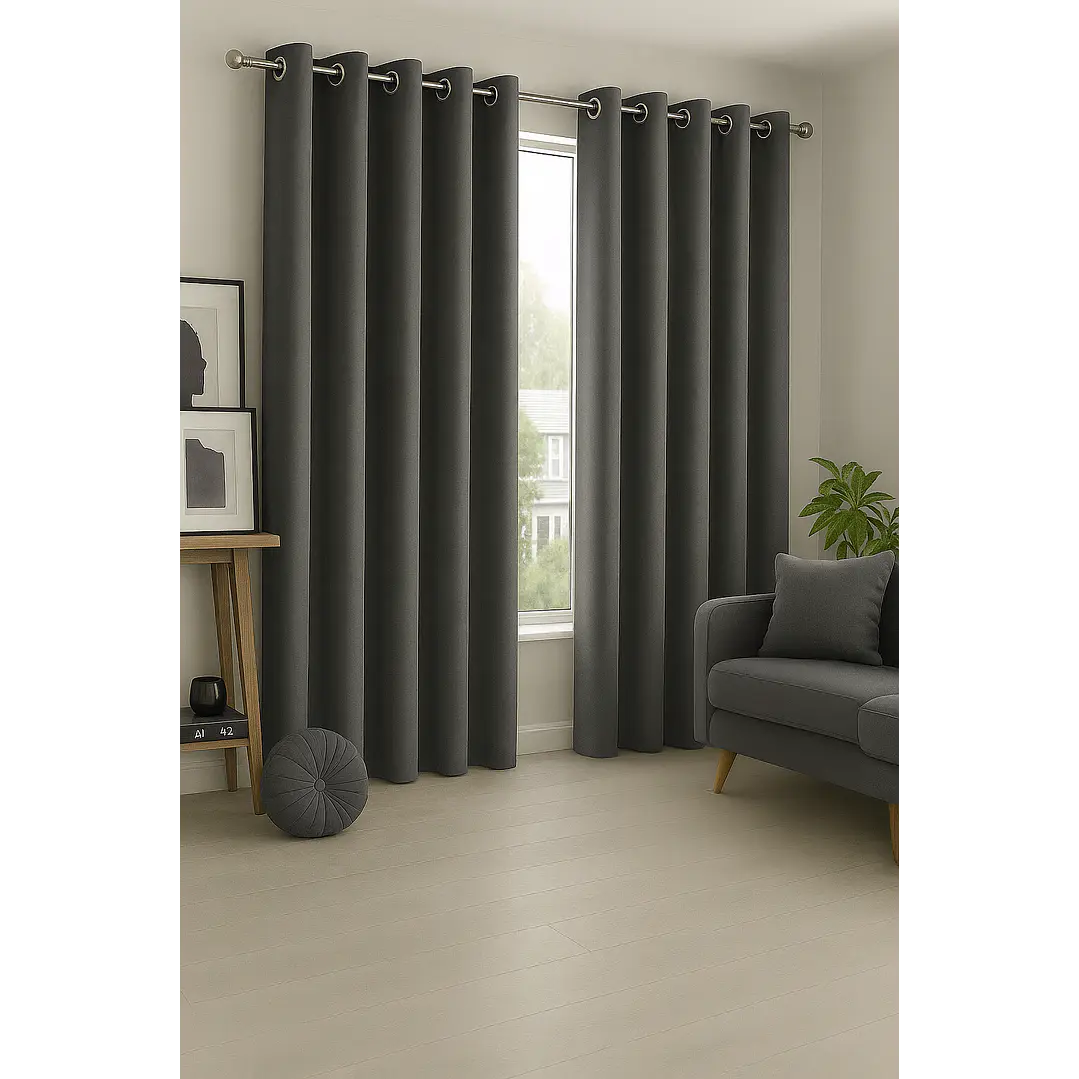Pack 2 Cortina de Tela Delgada 100% Blackout Gris 5