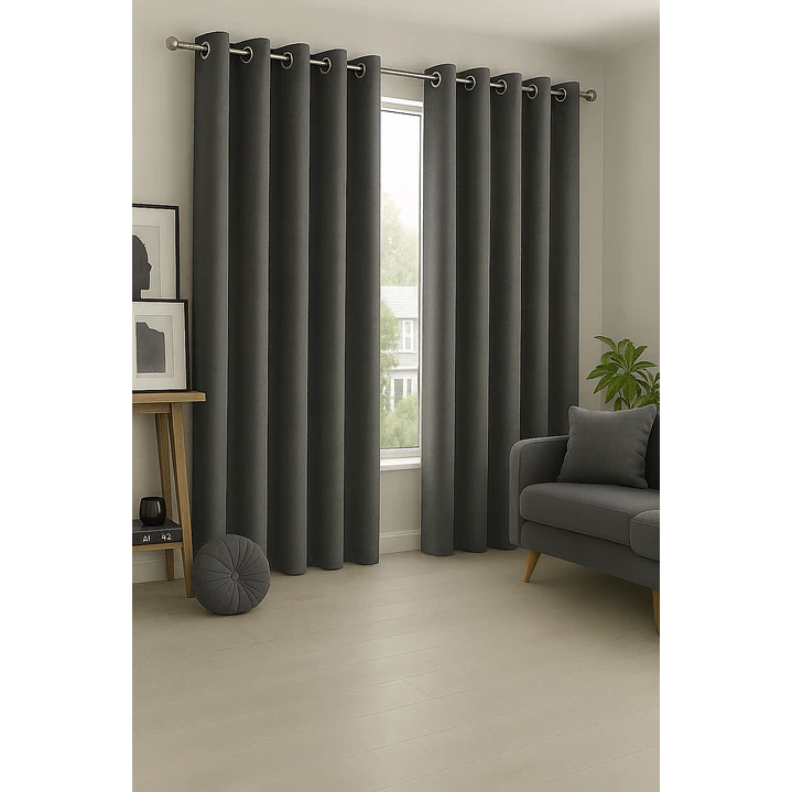 Pack 2 Cortina de Tela Delgada 100% Blackout Gris 5
