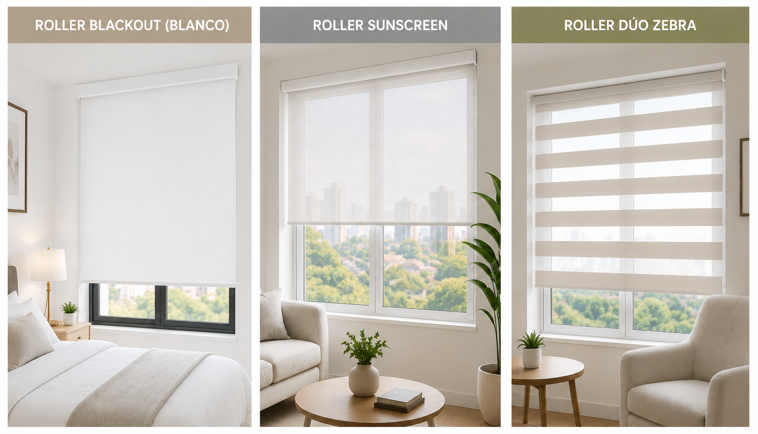Blackout vs Sunscreen vs Dúo Zebra: ¿Qué Cortina Roller Elegir para tu Hogar?