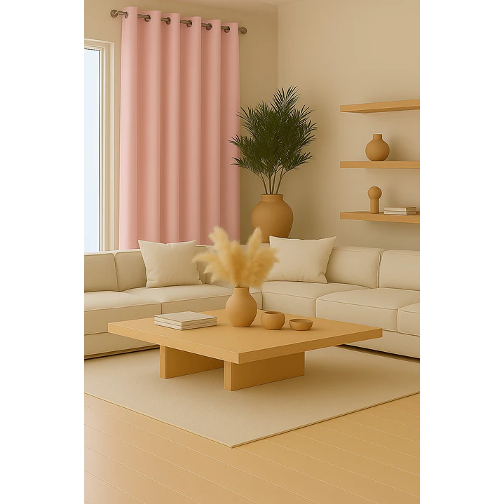Cortina Blackout 100% Engomada Termica Tela Ligera 140x225 - Microfibra Premium - 2 Paños Rosa 2