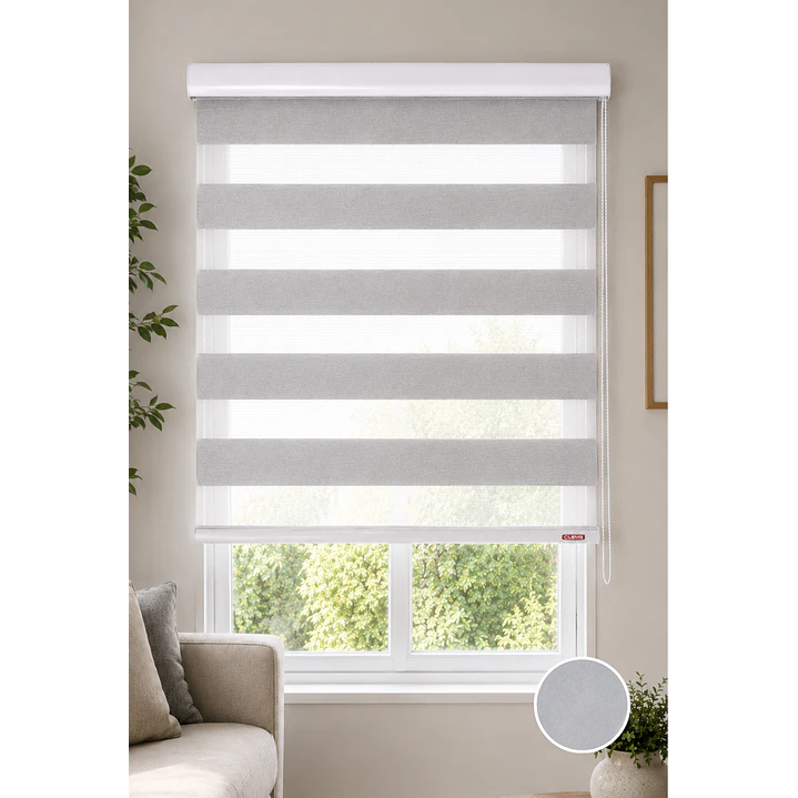 Cortina Roller Duo Zebra Color Gris 1
