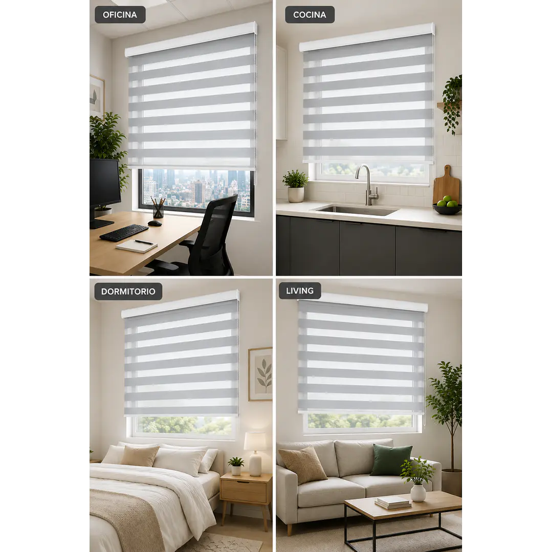 Cortina Roller Duo Zebra Color Gris 6