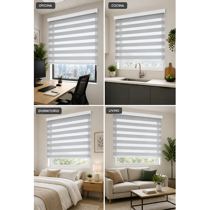 Cortina Roller Duo Zebra Color Gris 6