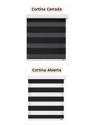 Cortina Roller Duo Zebra Color Negra 