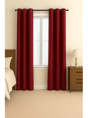 Cortina Blackout 100% Engomada Termica Tela Ligera 140x225 - Microfibra Premium - 2 Paños Rojo