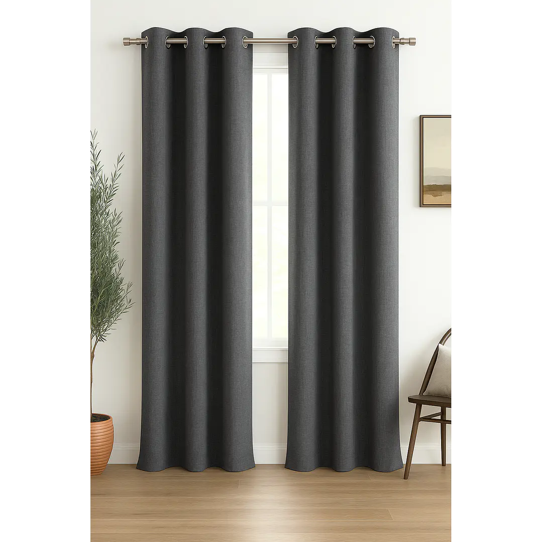 Pack 2 Cortina Engomada Termica 100% Blackout de Tipo Lino 140x220 45