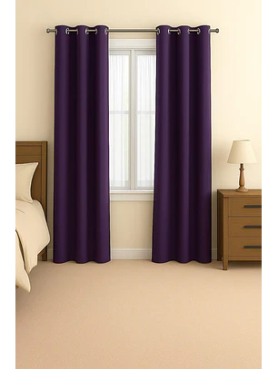 Cortina Blackout 100% Engomada Termica Tela Ligera 140x225 - Microfibra Premium - 2 Paños Morado