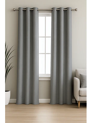 Cortina Blackout Tela Tipo Lino Gruesa 140x220 – Pack  2 Paños Gris Claro