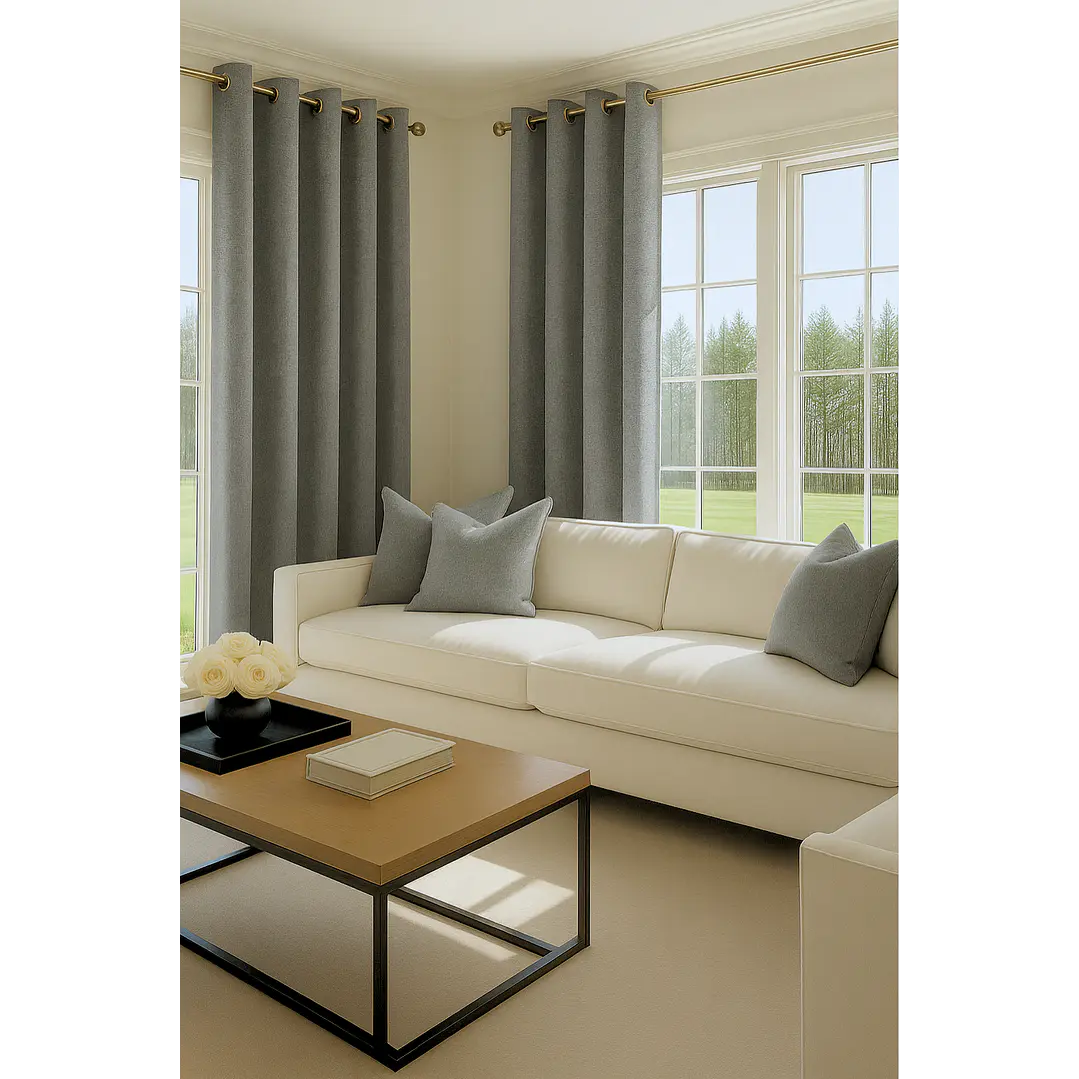 Cortina Blackout Tela Tipo Lino Gruesa 140x220 – Pack  2 Paños Gris Claro 6