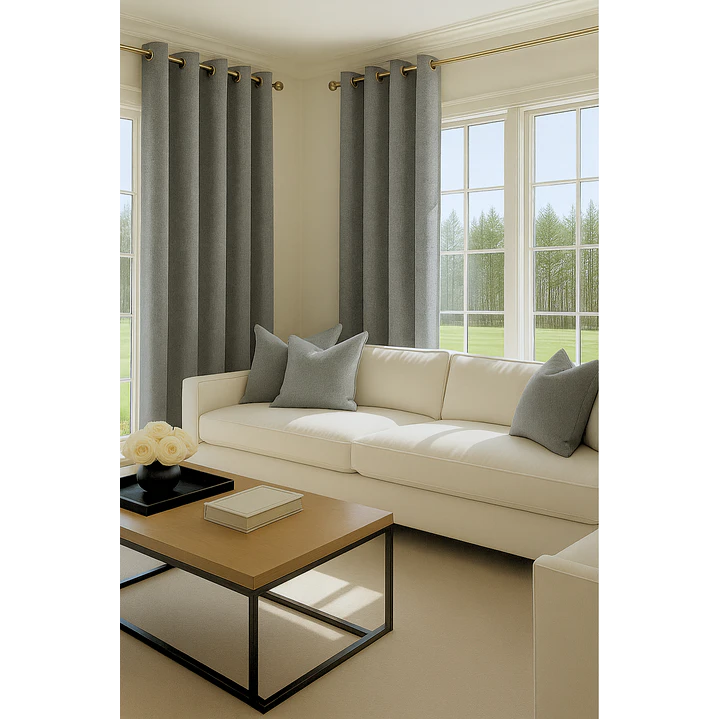 Cortina Blackout Tela Tipo Lino Gruesa 140x220 – Pack  2 Paños Gris Claro 6