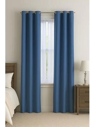 Cortina Blackout 100% Engomada Termica Tela Ligera 140x225 - Microfibra Premium - 2 Paños Azul