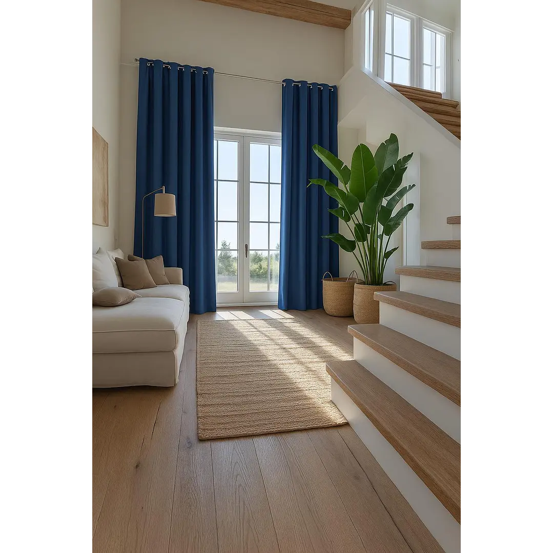 Cortina Blackout 100% Engomada Termica Tela Ligera 140x225 - Microfibra Premium - 2 Paños Azul 5