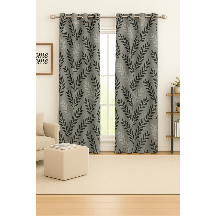 Cortina Blackout 100% Engomada Termica Tela Ligera 140x225 - Microfibra Premium - 1 Paño Hoja Gris 2