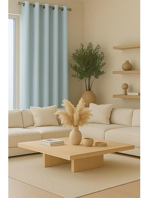 Cortina Blackout 100% Engomada Termica Tela Ligera 140x225 - Microfibra Premium - 1 Paño Azul Claro