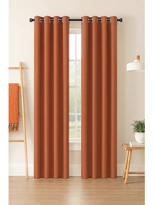 Cortina Blackout 100% Engomada Termica Tela Ligera 140x225 - Microfibra Premium - 2 Paños Naranjo