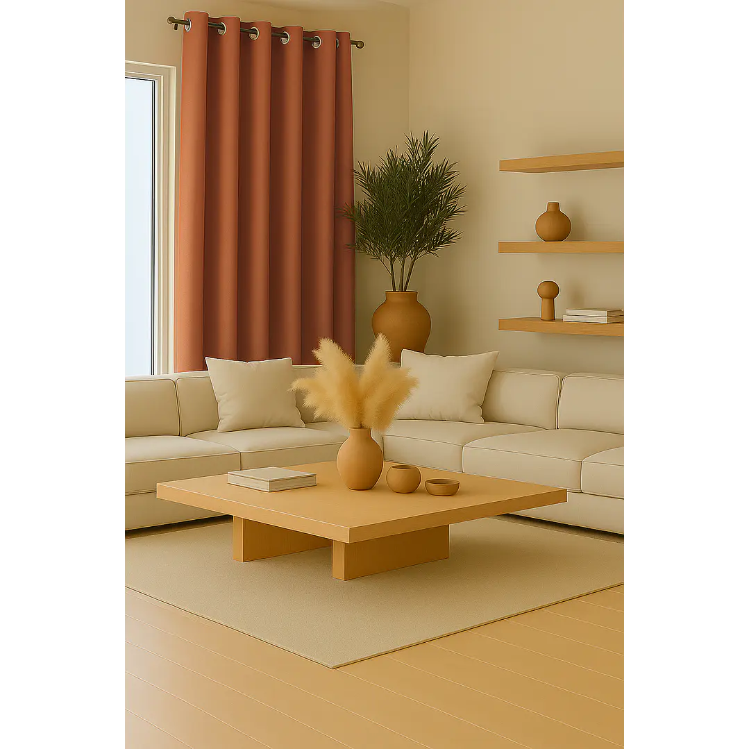 Cortina Blackout 100% Engomada Termica Tela Ligera 140x225 - Microfibra Premium - 2 Paños Naranjo 2