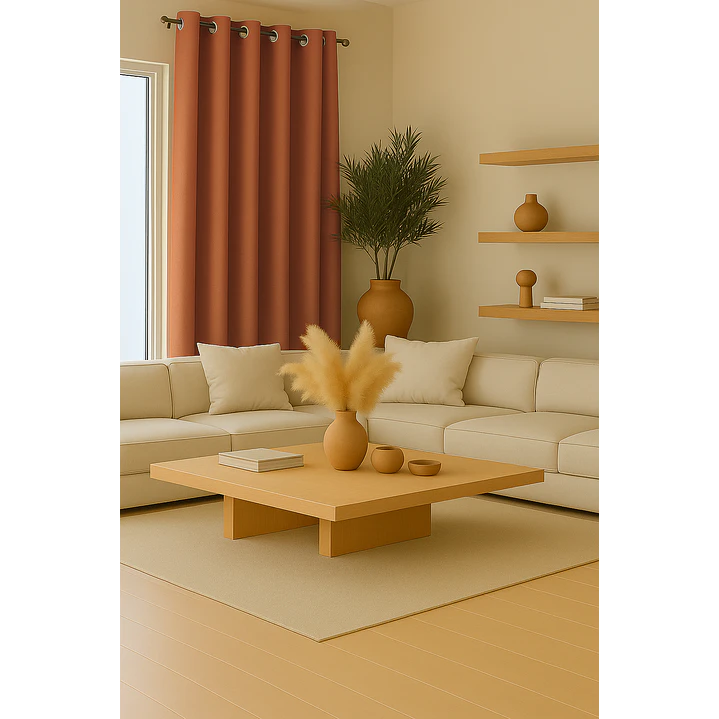 Cortina Blackout 100% Engomada Termica Tela Ligera 140x225 - Microfibra Premium - 2 Paños Naranjo 2