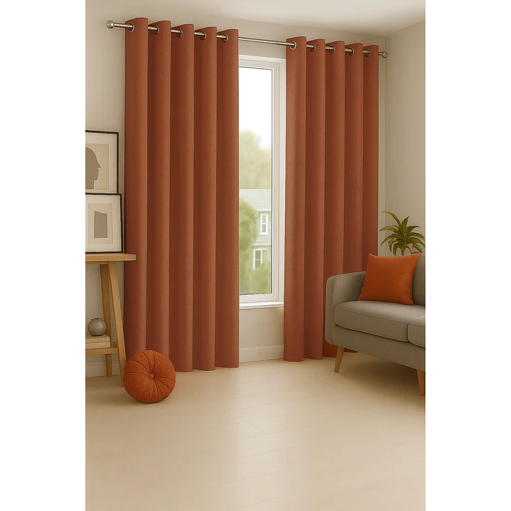Cortina Blackout 100% Engomada Termica Tela Ligera 140x225 - Microfibra Premium - 2 Paños Naranjo 5