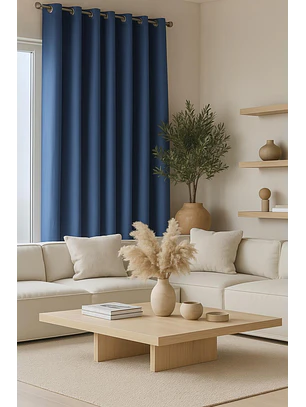 Cortina Blackout 100% Engomada Termica Tela Ligera 140x225 - Microfibra Premium - 1 Paño Azul