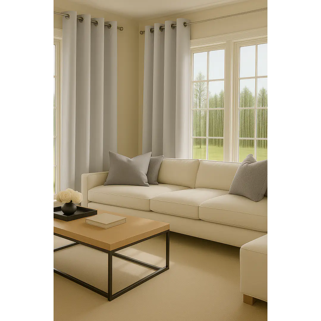 Cortina Blackout 100% Engomada Termica Tela Ligera 140x225 - Microfibra Premium - 2 Paños Marfil 3