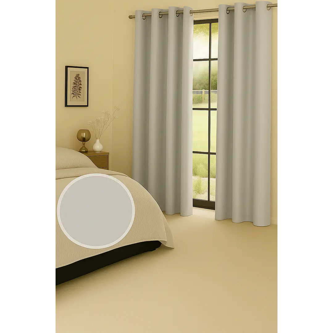 Cortina Blackout 100% Engomada Termica Tela Ligera 140x225 - Microfibra Premium - 2 Paños Marfil 4