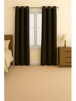 Cortina Blackout 100% Engomada Termica Tela Ligera 140x225 - Microfibra Premium - 2 Paños Cafe Oscur