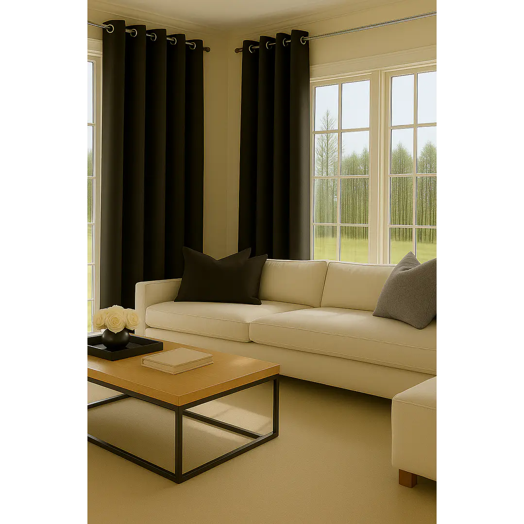 Cortina Blackout 100% Engomada Termica Tela Ligera 140x225 - Microfibra Premium - 2 Paños Cafe Oscur 3