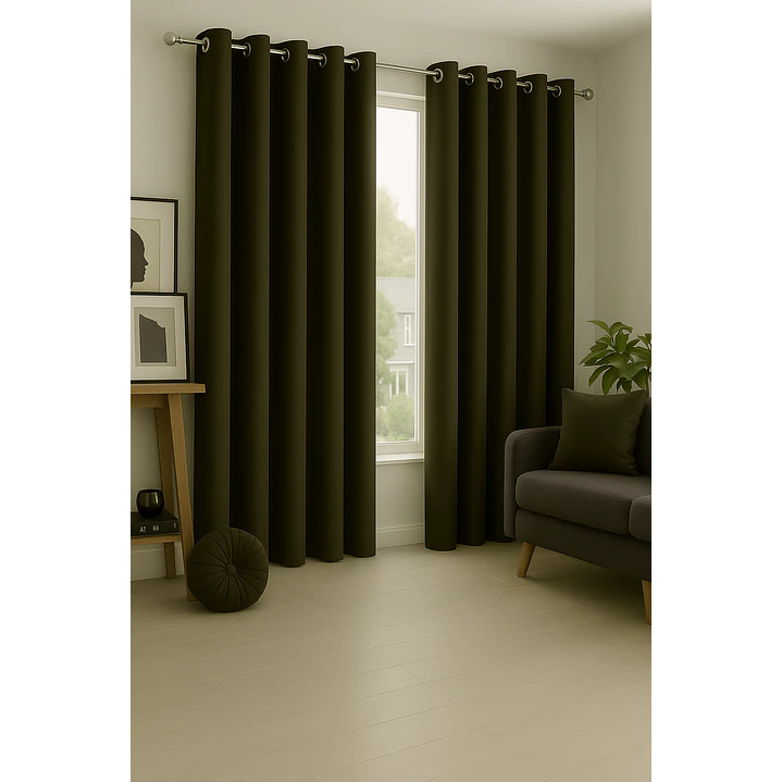 Cortina Blackout 100% Engomada Termica Tela Ligera 140x225 - Microfibra Premium - 2 Paños Cafe Oscur 5