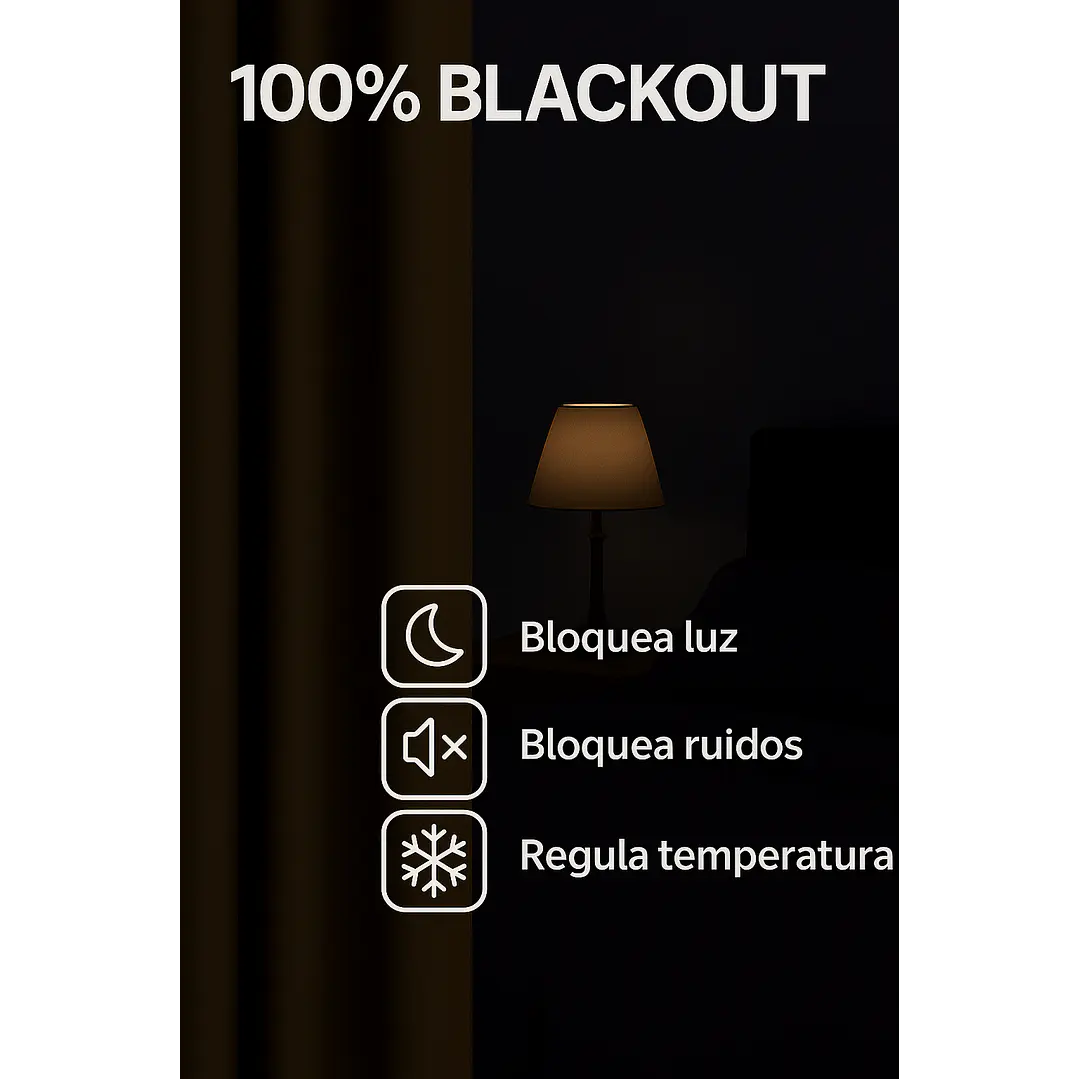 Cortina Blackout 100% Engomada Termica Tela Ligera 140x225 - Microfibra Premium - 2 Paños Cafe Oscur 6