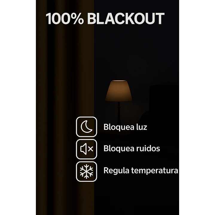 Cortina Blackout 100% Engomada Termica Tela Ligera 140x225 - Microfibra Premium - 2 Paños Cafe Oscur 6